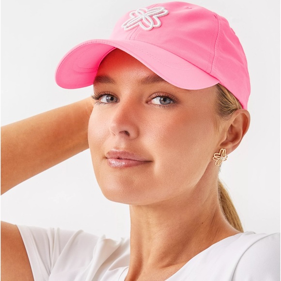 Lilly Pulitzer Pink Runaround Hat Baseball Hat Adjustable Rousseau Logo Running main image 4